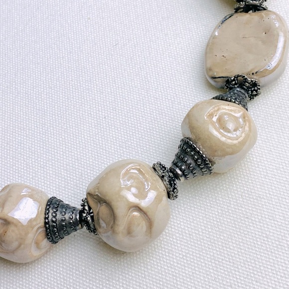 Vintage Statement Necklace - big glazed irregular beads with matching Bracelet - Picture 4 of 14